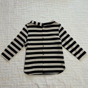 Talbots Black and White Striped Button Down Shirt